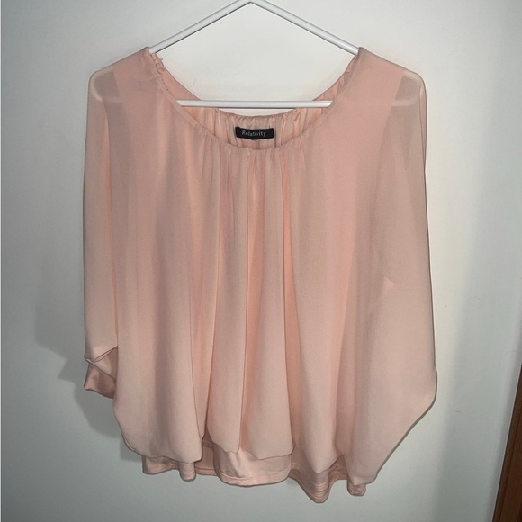 Relativity blush pink flowy blouse size L - Picture 1 of 8